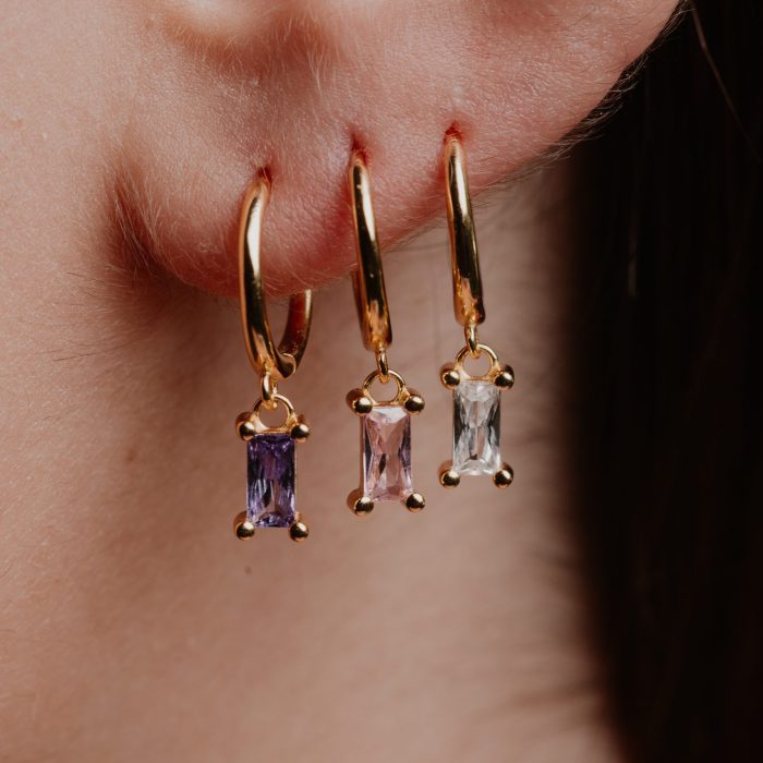 Orecchini Hoops Baguette Pastello - immagine 2